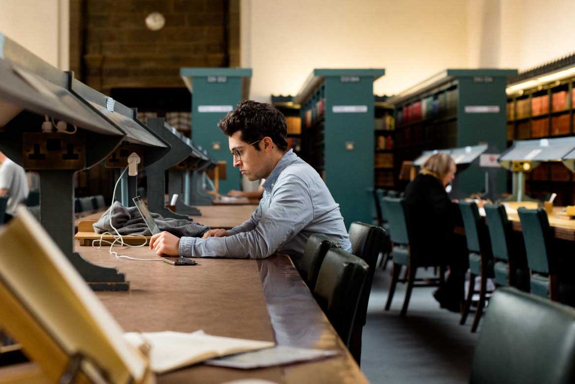 Student in Cambridge University Library