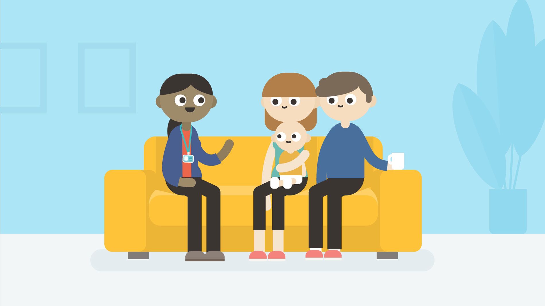 Health visitor talking with parents