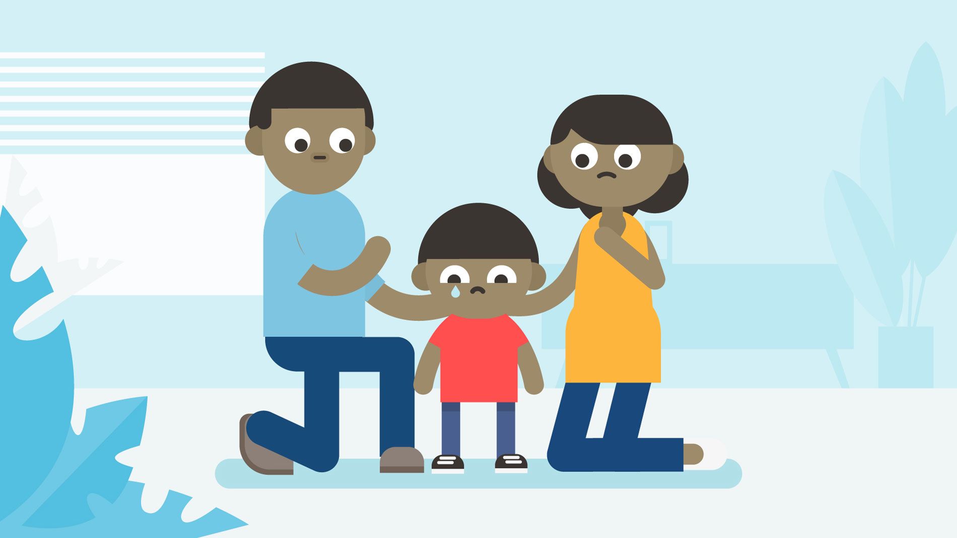 Two parents and crying child