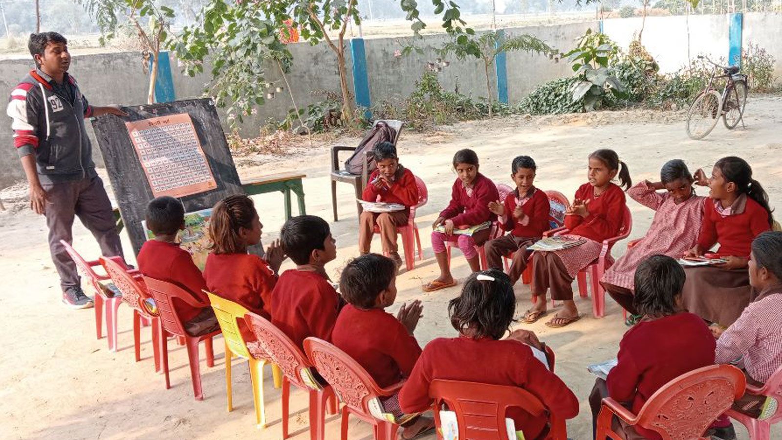 Teacher and students