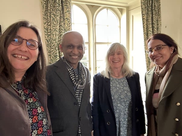 Professors Pauline Rose and Anna Vignoles with Arif and his wife Sana.