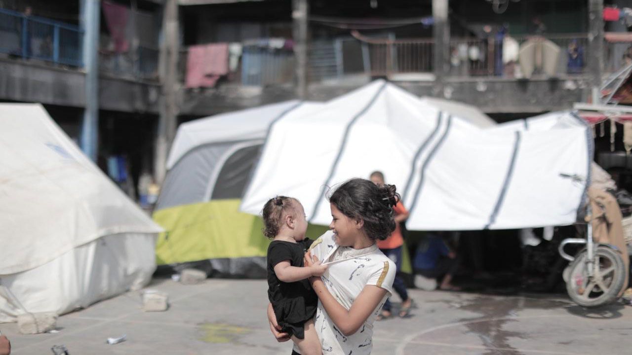Children at the at the UNRWA-run Khan Younis Elementary Coed School, August 2024